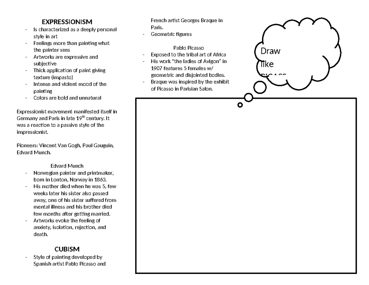 Expre - lecture - EXPRESSIONISM - Is characterized as a deeply personal ...