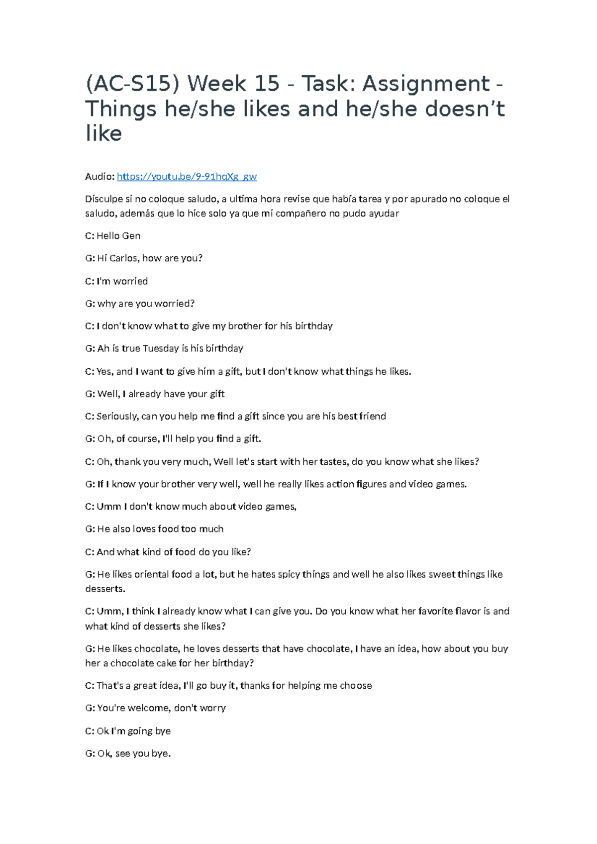 AAAAAAAAAAAAAAAAAAAA - (AC-S15) Week 15 - Task: Assignment - Things he ...