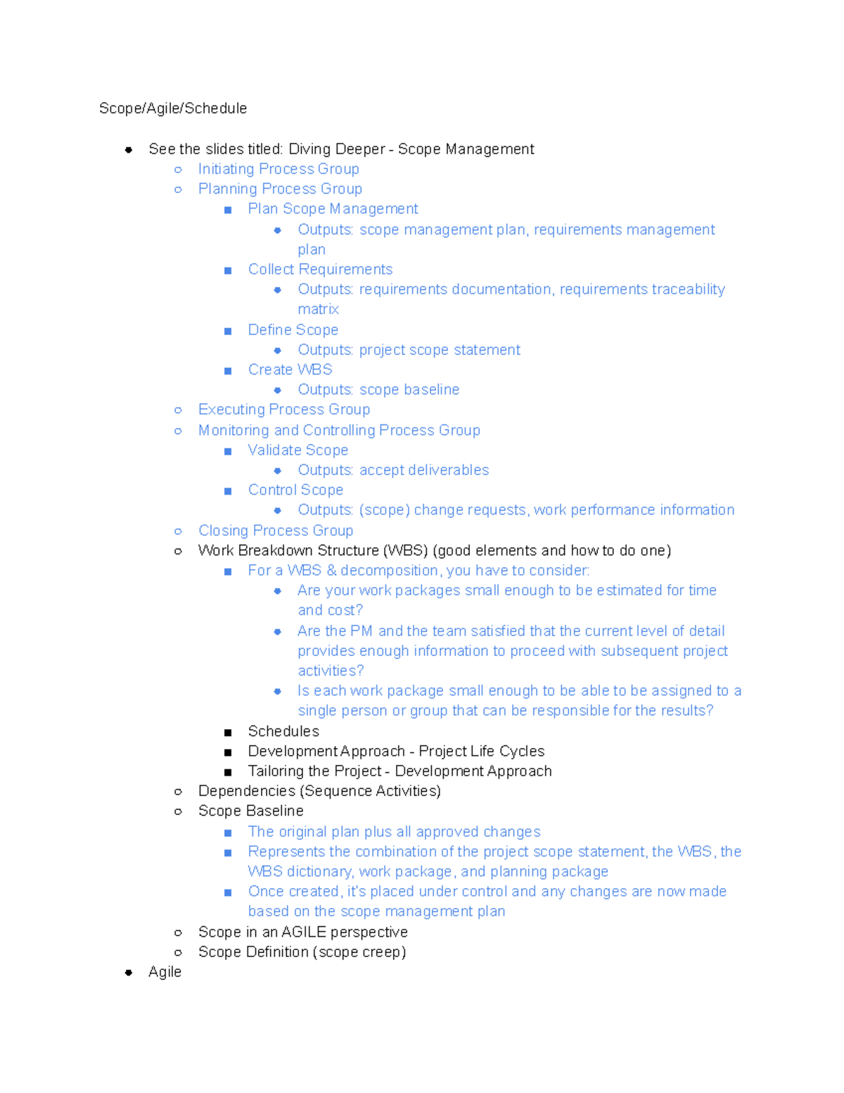 Project Management Review - Scope/Agile/Schedule See the slides titled ...