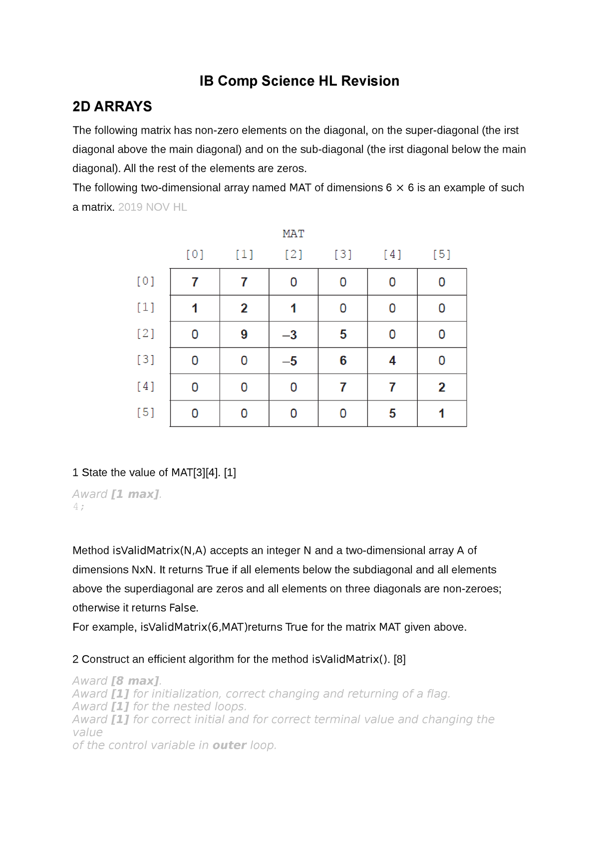 2D Arrays Comp IB Comp Science HL Revision 2D ARRAYS The Following   Thumb 1200 1698 