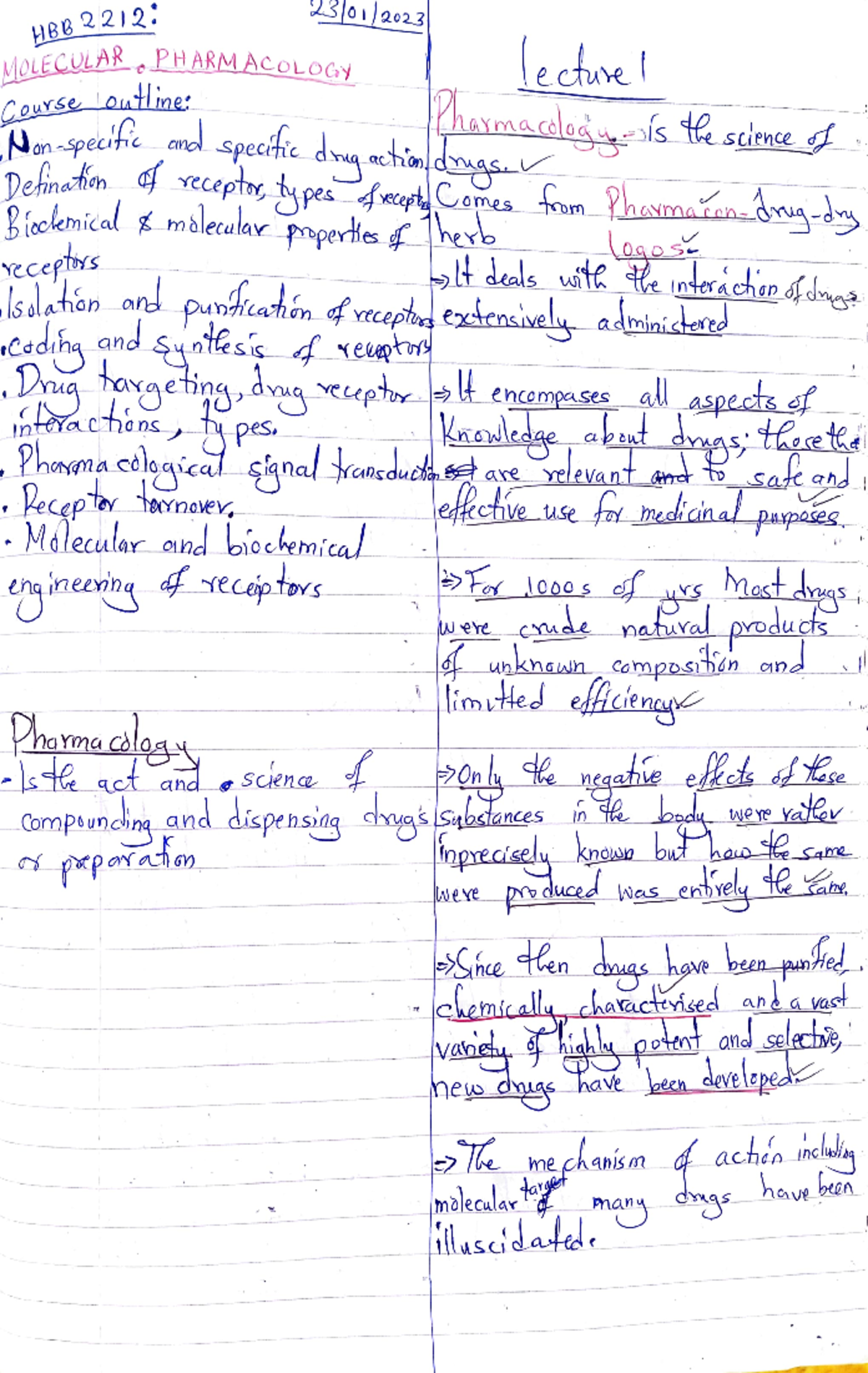 Molecular Pharmacology 1 compiled notes #Kigogo - HBB2212: S1 023 ...