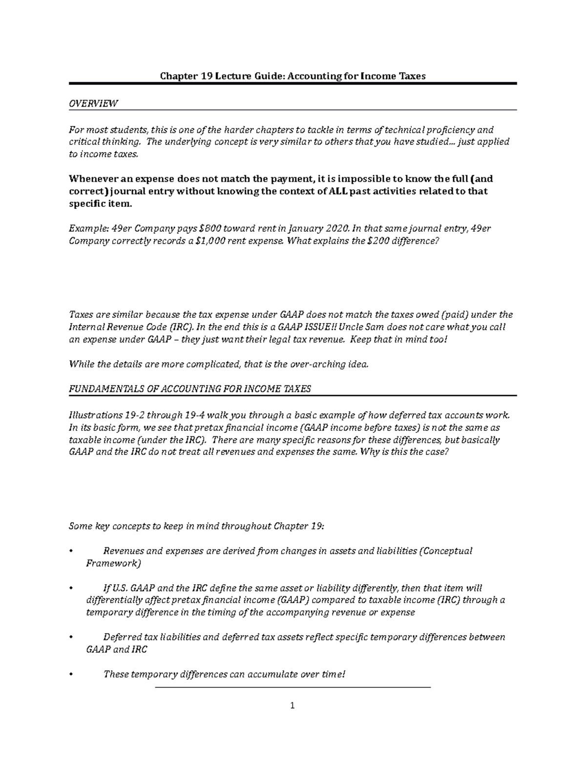 Chapter 19 Lecture Guide - Chapter 19 Lecture Guide: Accounting for ...