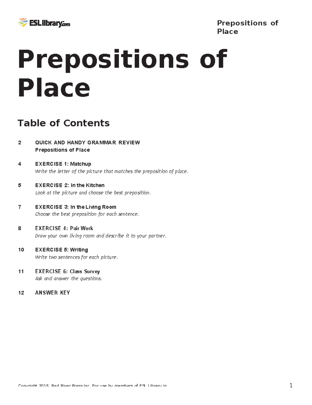 First Grade Prepositions OF Place- Santiago Cifuentes Ospina - Place ...