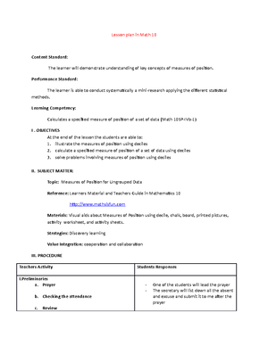 Lesson Plan Conditional probability 5 - Lesson plan in Math 10 Content ...
