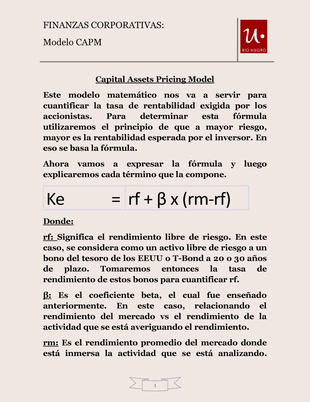 Modelo CAPM - Finanzas - FINANZAS CORPORATIVAS: Modelo CAPM 1 Capital ...