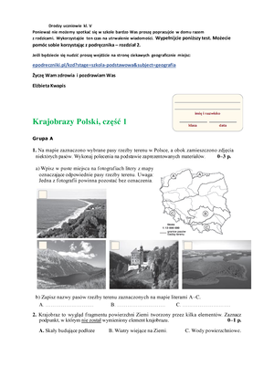 Geografia 5- Test -krajobrazy Polski Cz - Krajobrazy Polski, Część 2 ...