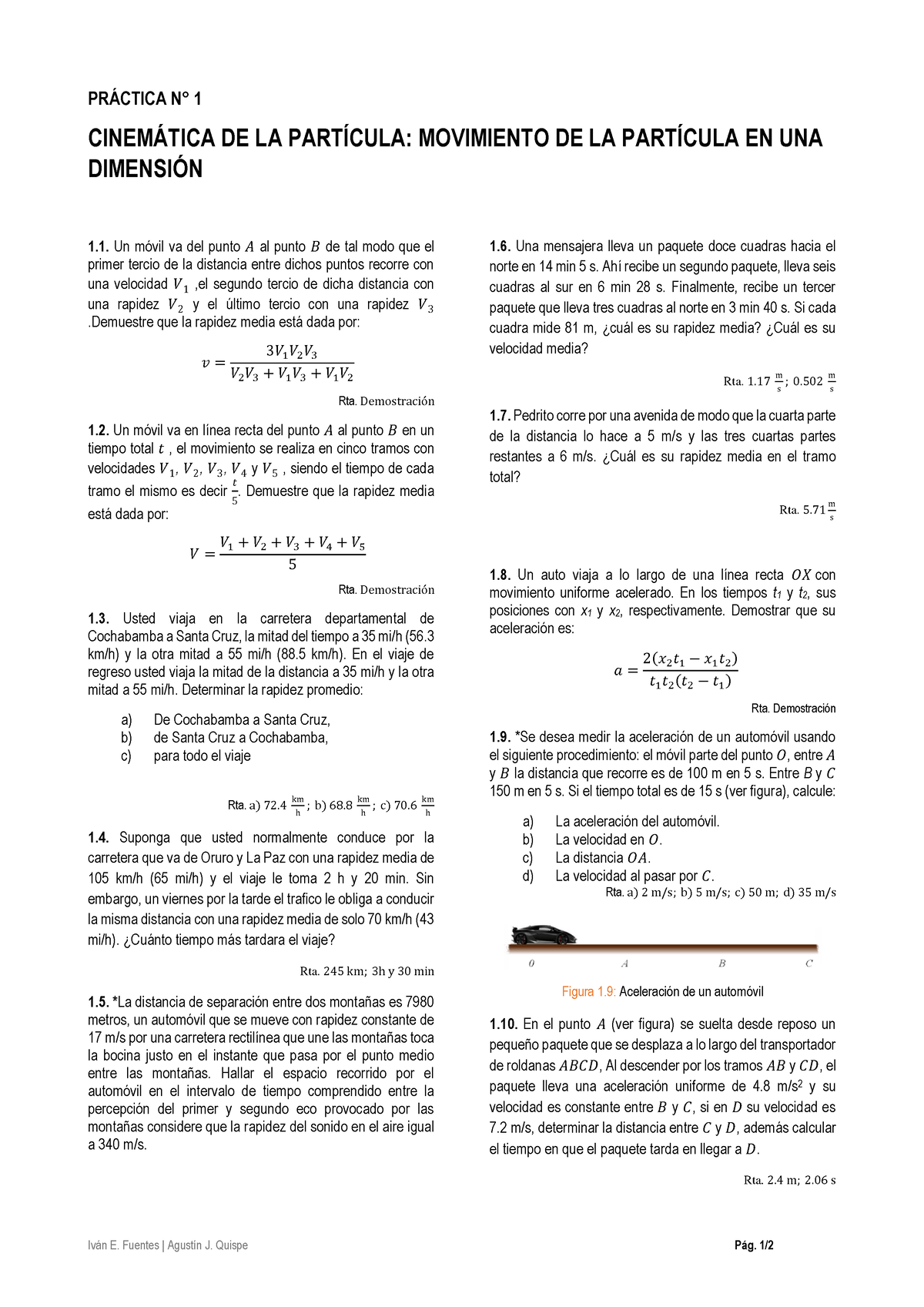 Practica 1 (cinematica Part1-mov1D) - Iván E. Fuentes | Agustín J ...