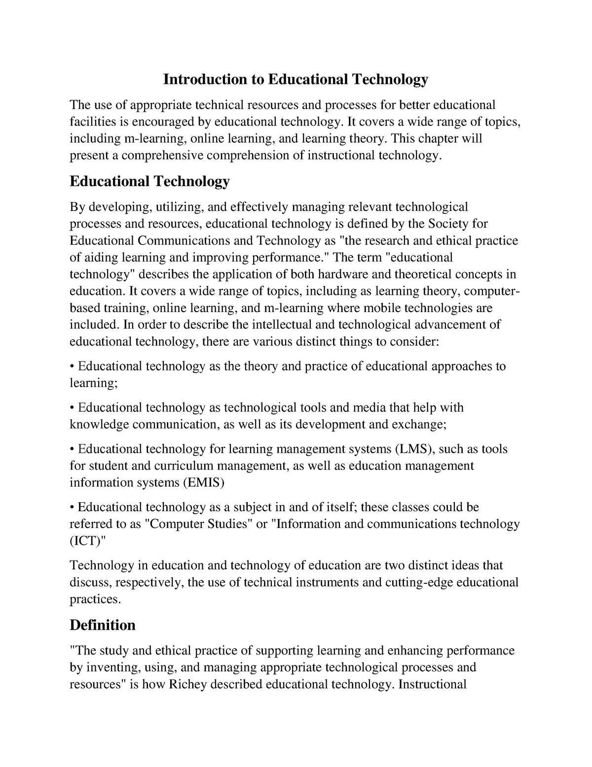 educational technology essay introduction