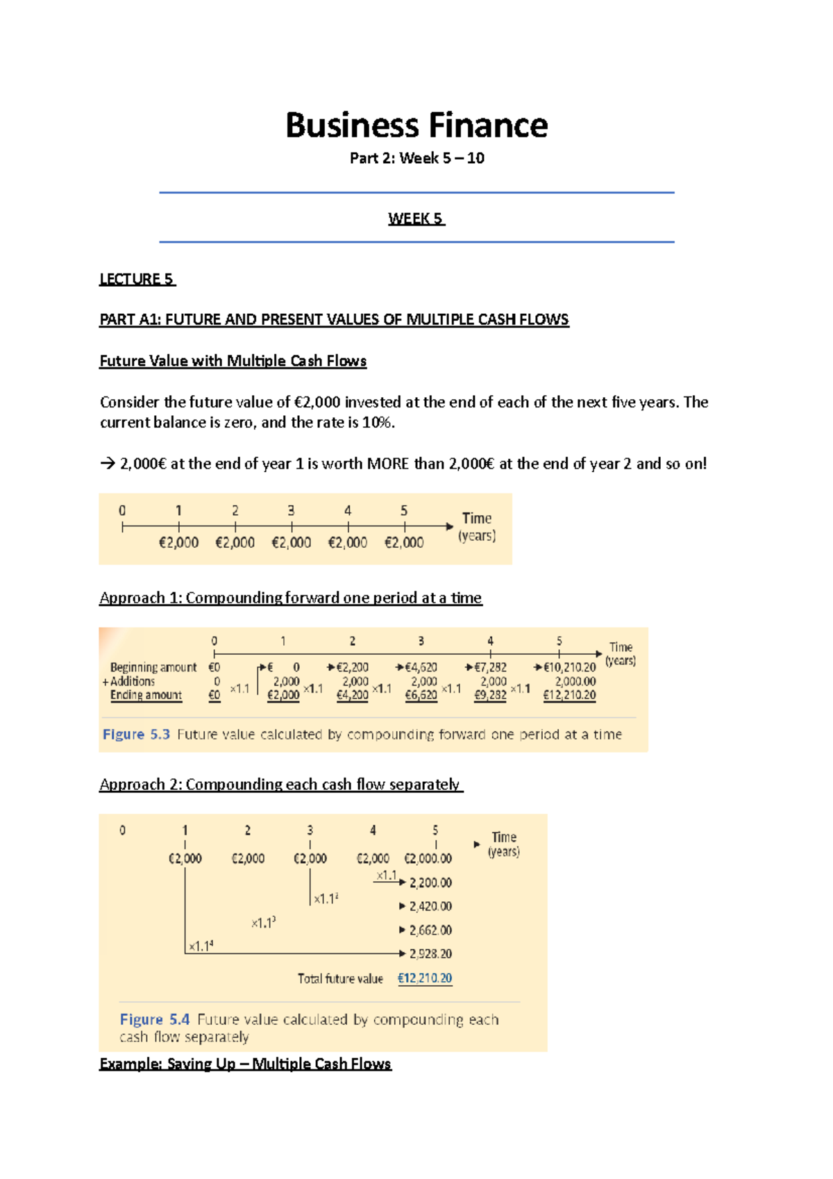 Business Finance Part 2 weeks 5 - 10 - Business Finance Part 2: Week 5 ...