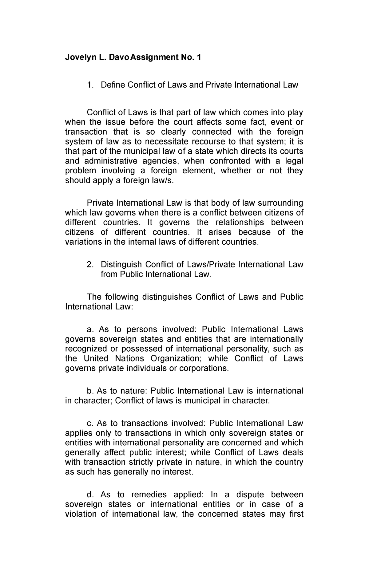 conflict of law assignment of receivables