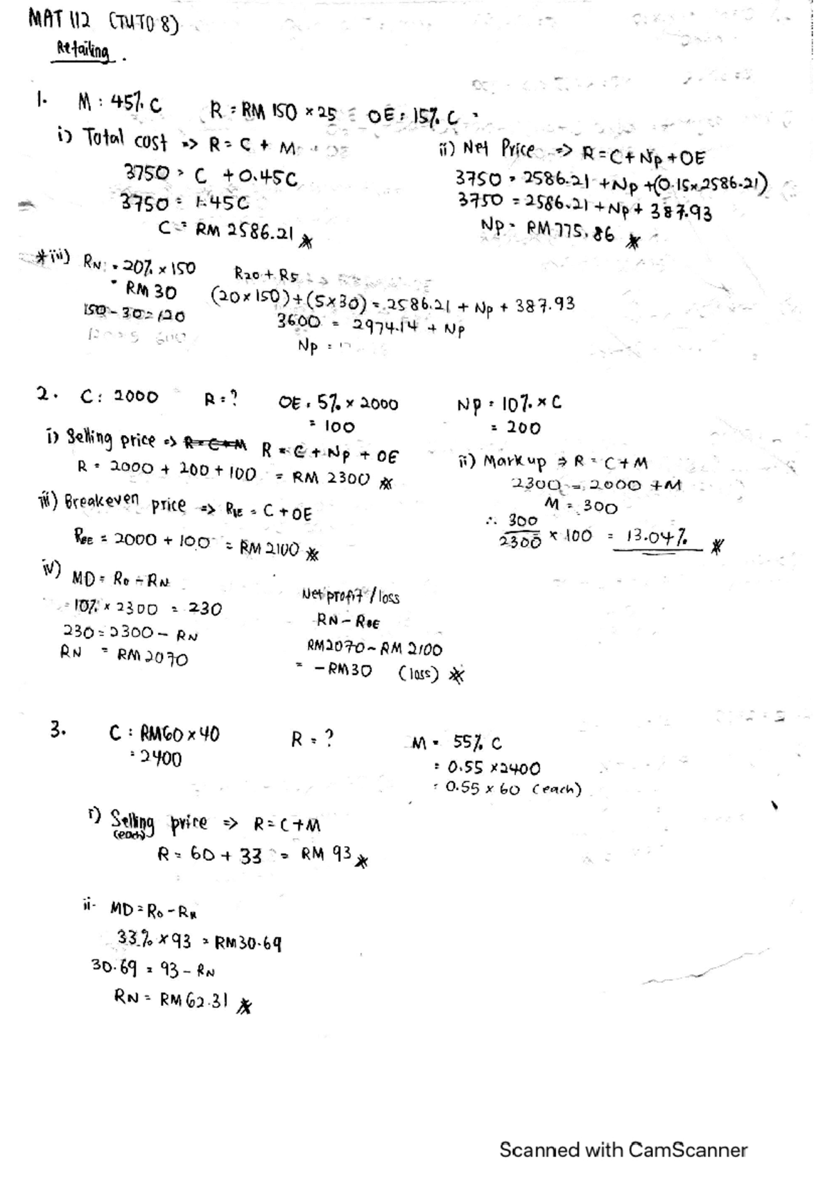 MAT - TUTO 8 - TUTORIAL - Business in Mathematics - Studocu