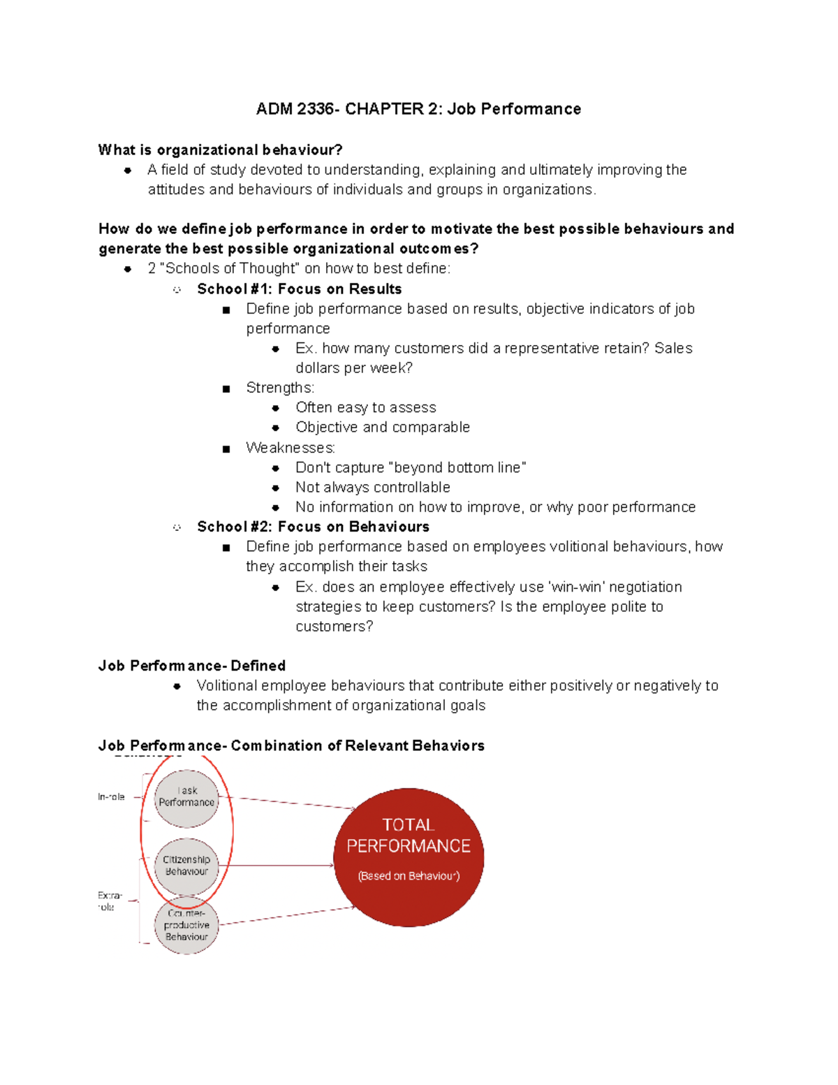 ADM 2336- Chapter 2 Job Performance - adm2342 - U of T - Studocu