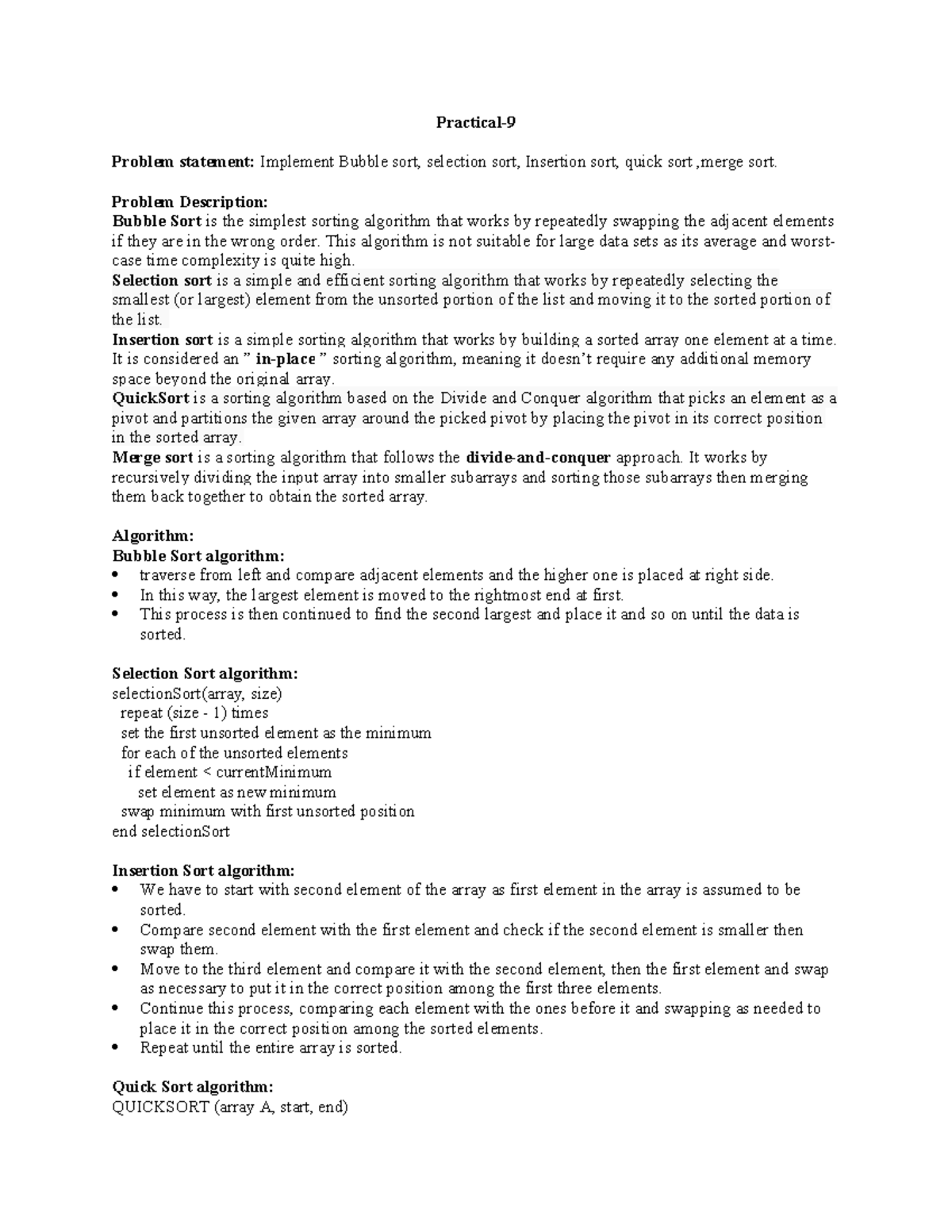 Practical-9 - It's the best - Practical- Problem statement: Implement ...