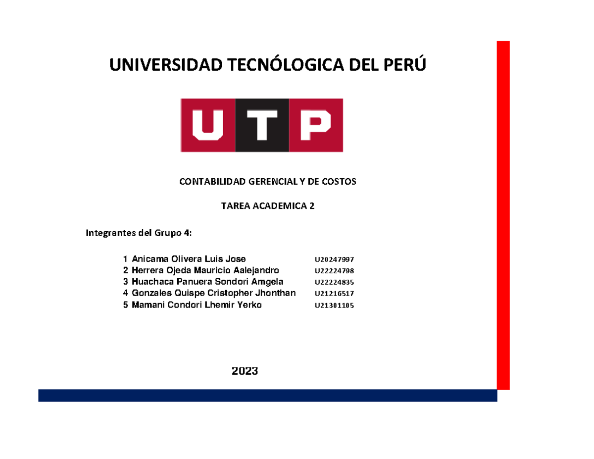 Areaacademica 2 Grupo 4 - UNIVERSIDAD TECNÓLOGICA DEL PERÚ TAREA ...