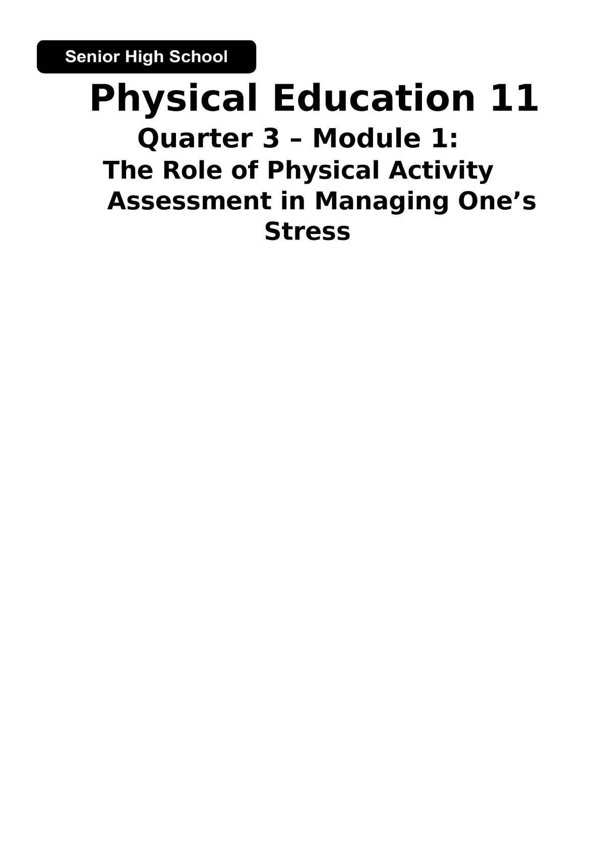 494959105 PE11 Q3 M1 The Role Of Physical Activity Assessment In ...