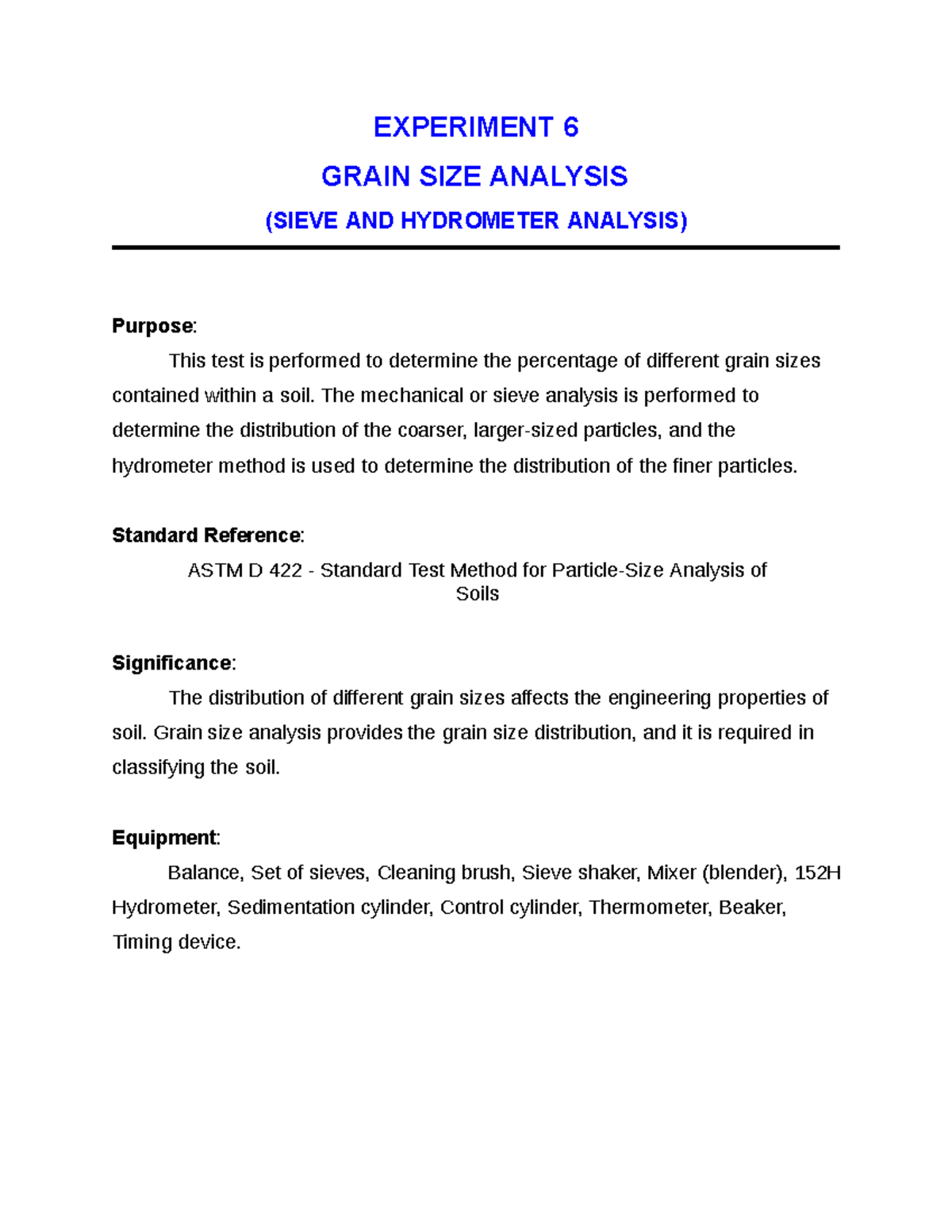 Grain Size Distribution Hydrometer Analysis at Amy Chaves blog