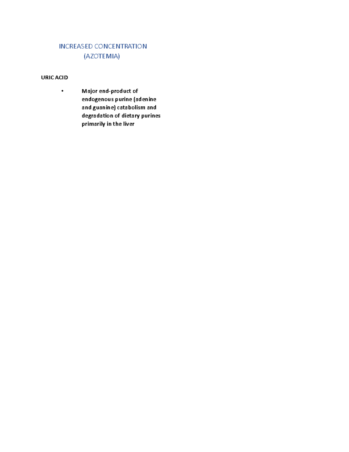 Increased Concentration ( Azotemia) - INCREASED CONCENTRATION (AZOTEMIA ...