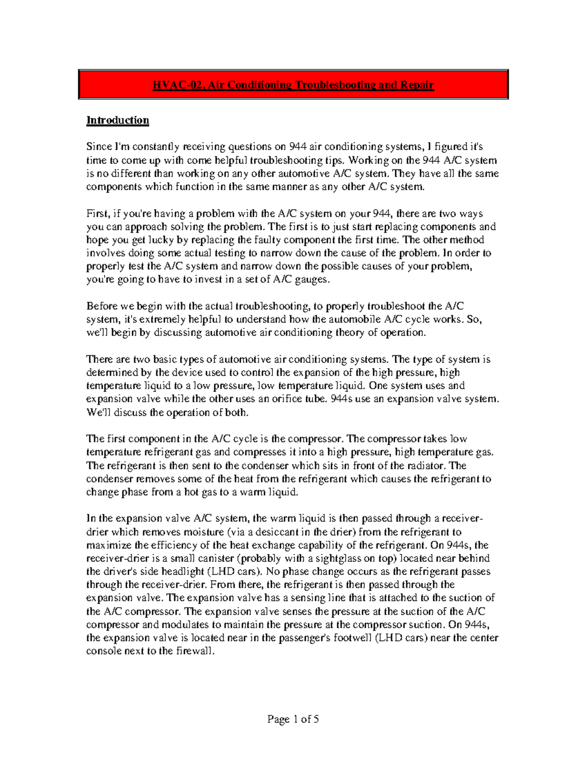 Hvac-02 - Lecture notes 4 - HVAC-02, Air Conditioning Troubleshooting ...