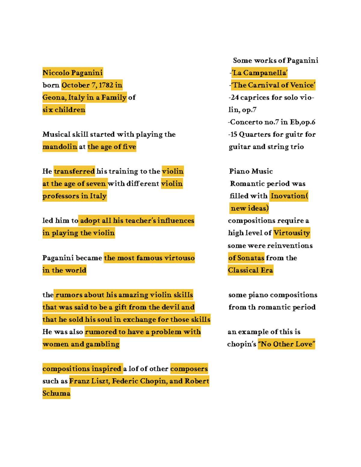 Violin and Strings Music Some works of Paganini Niccolo Paganini ’La