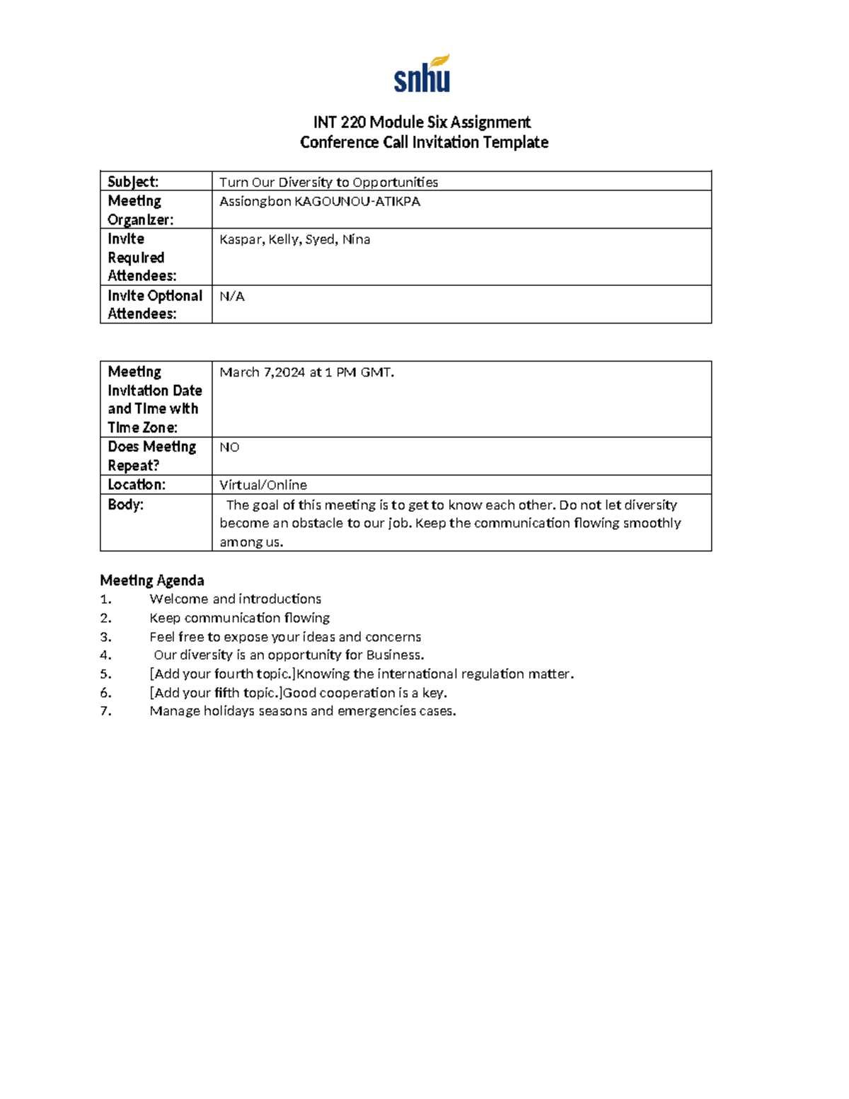 Snhu Int 220 Module 1 Assignment