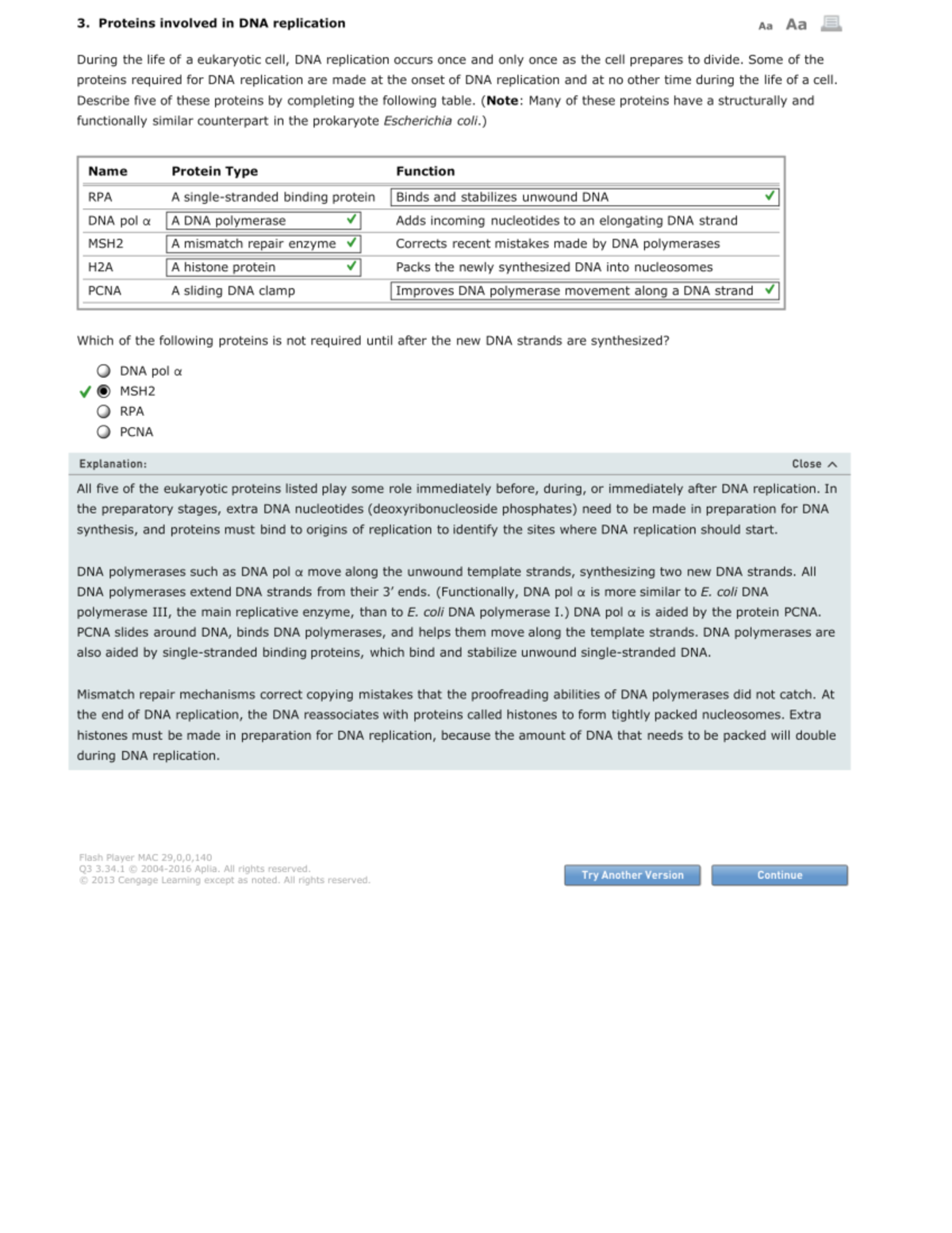 BIOL 2311 Chapter 14 DNA Structure and Replication Homework 3 Proteins