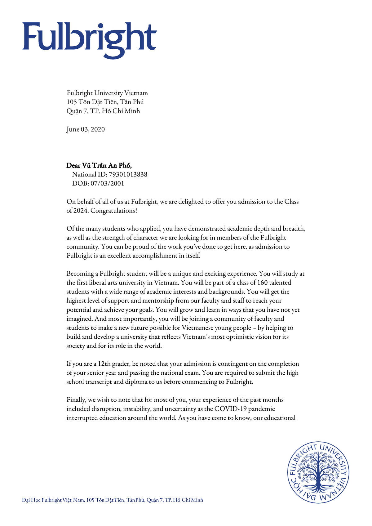 Pho Vu S FUV Spring 2024 Acceptance Letter Fulbright University   Thumb 1200 1696 