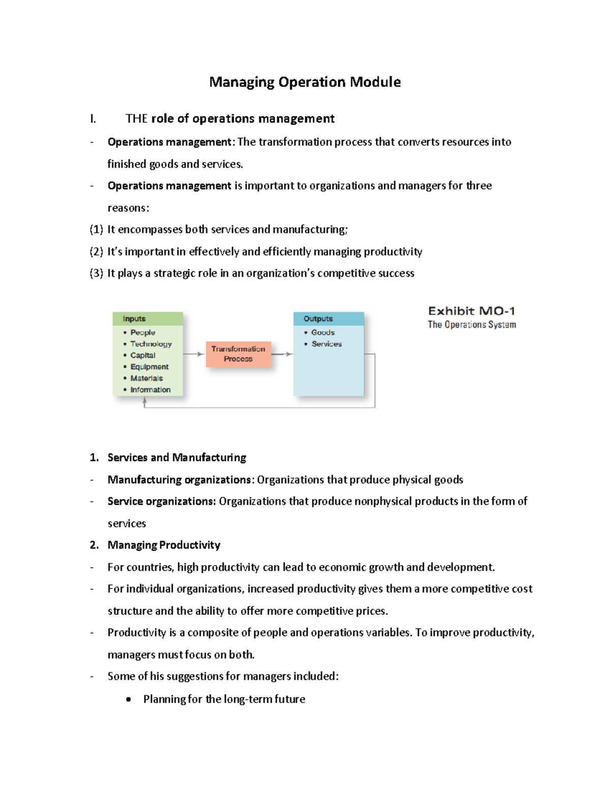 Managing Operation Module - THE role of operations management ...