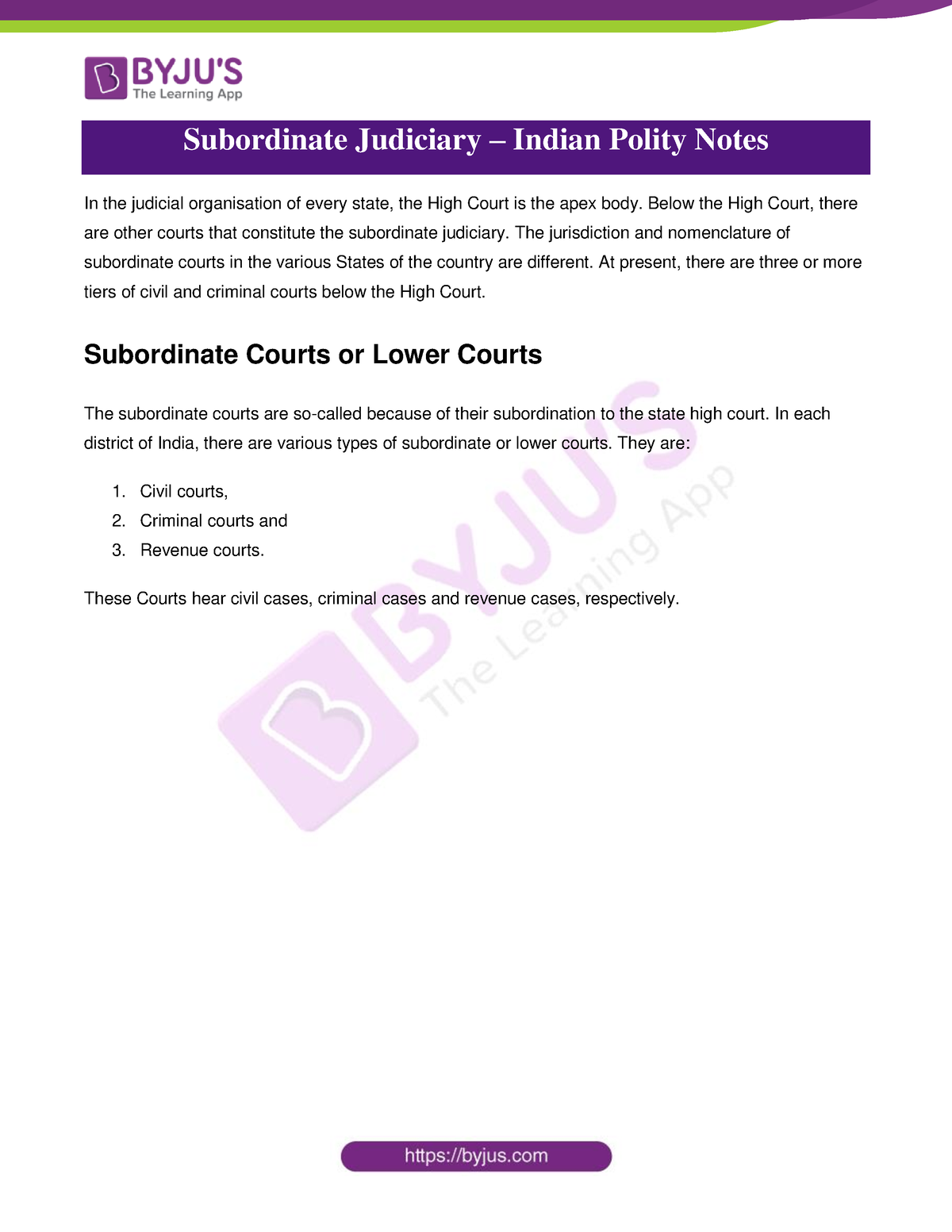 essay on subordinate judiciary