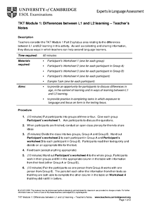 TKT Module 1 Assessment Types and Tasks - Participants discuss some of ...