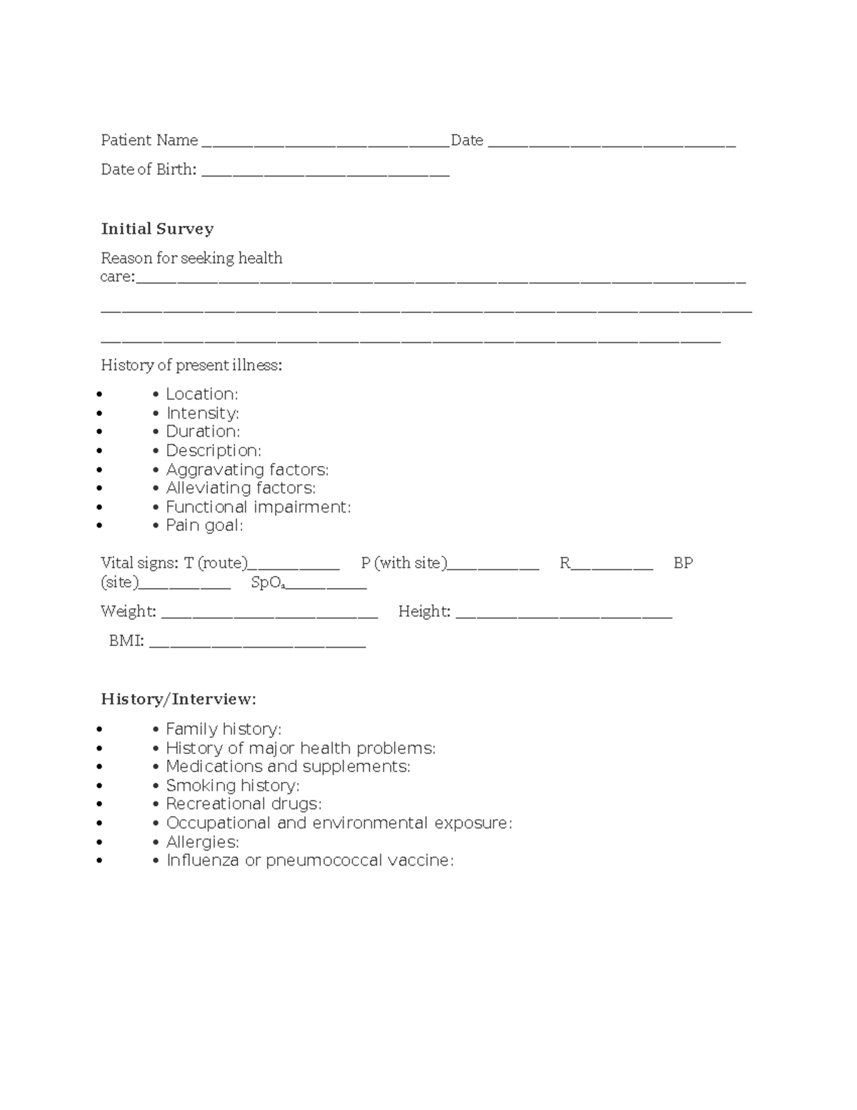 Violence Assessment-Guide health assessment - Patient Name ...