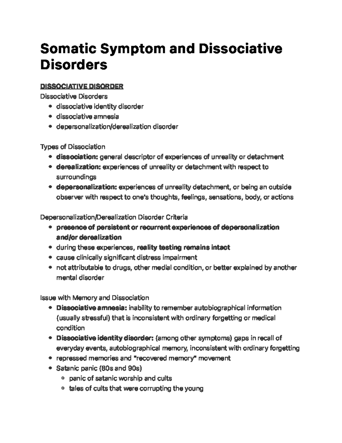 Somatic Symptom And Dissociative Disorders - S O M A T I C S Y M P To M ...