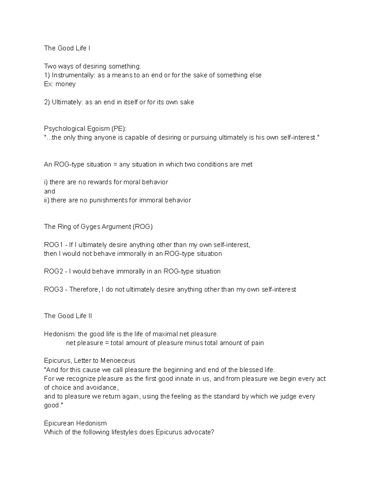 The Good Life - Prof. Barker - The Good Life I Two ways of desiring ...