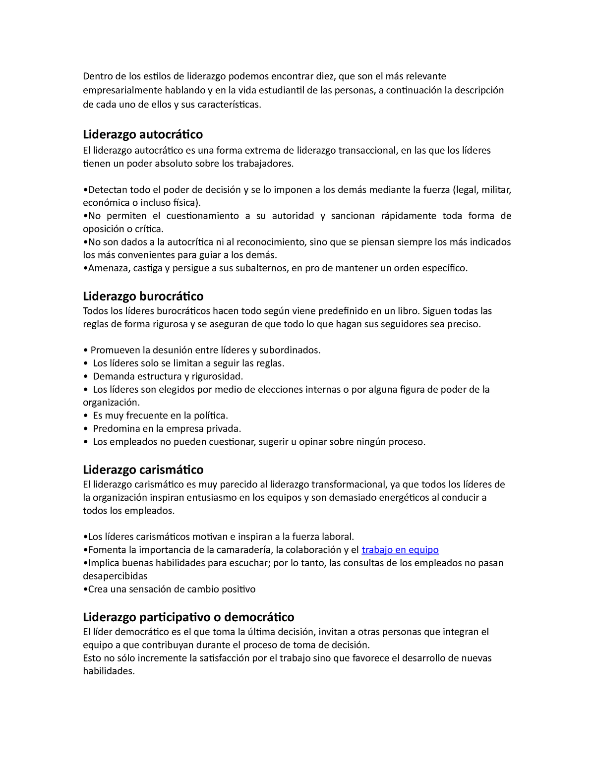 Los Estilos De Liderazgo Más Utilizados Son Los Siguientes - Dentro De ...