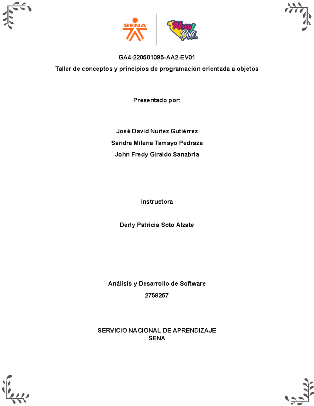 Taller de conceptos y principios de programación orientada a objetos ...