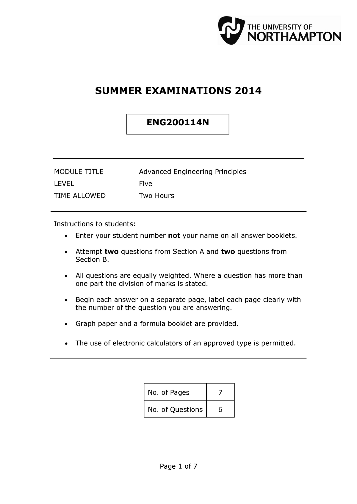 Exam 2015 Questions Advanced Engineering Principles Studocu