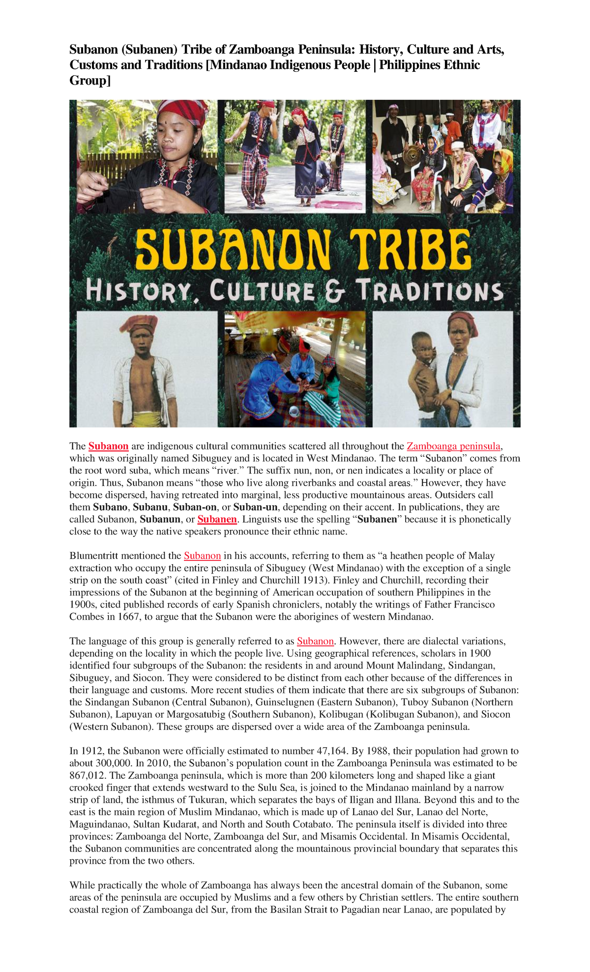 Subanon - THE PHILIINE INDIGENOUS COMMUNITY - Subanon (Subanen) Tribe ...