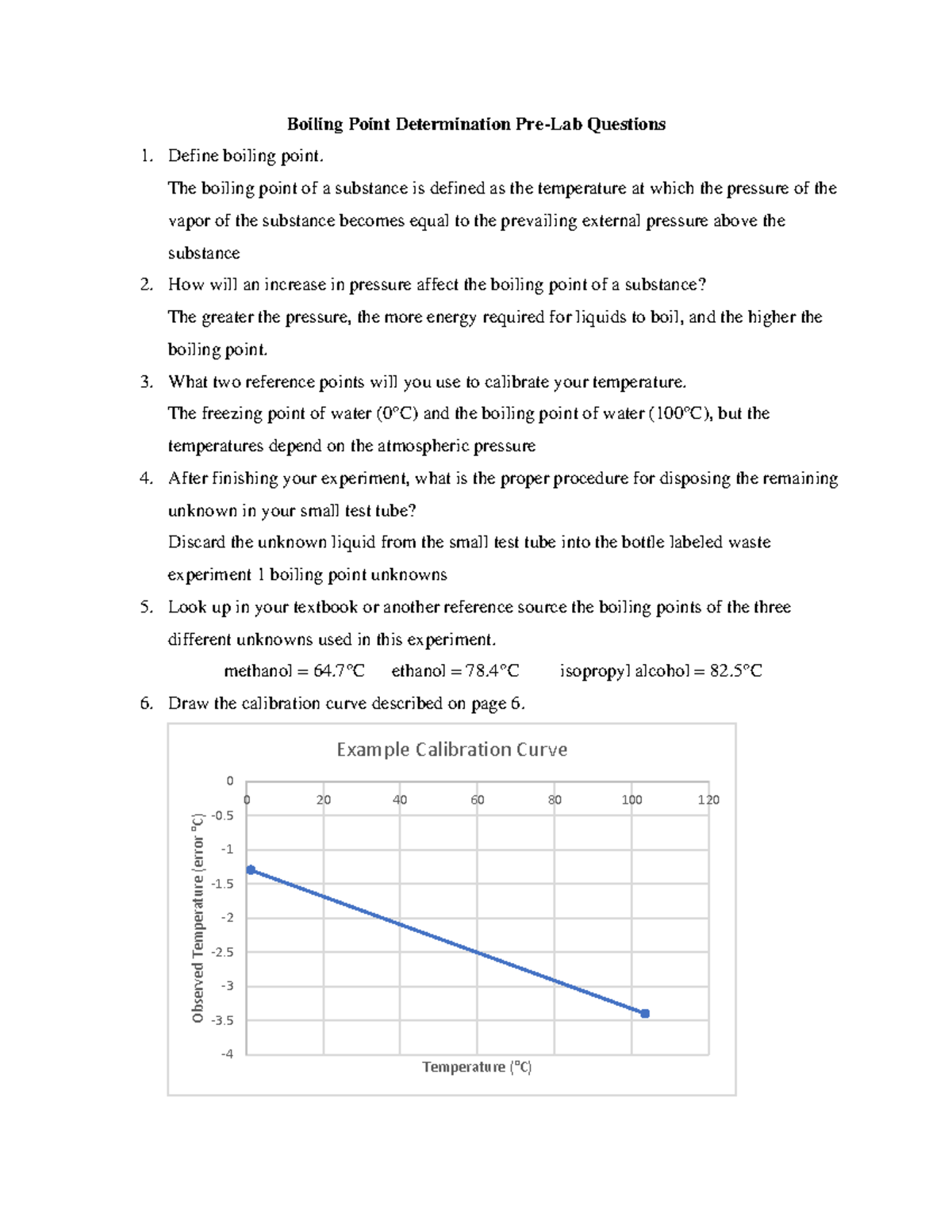 Boiling Point Determination PreLab Questions The boiling point of a