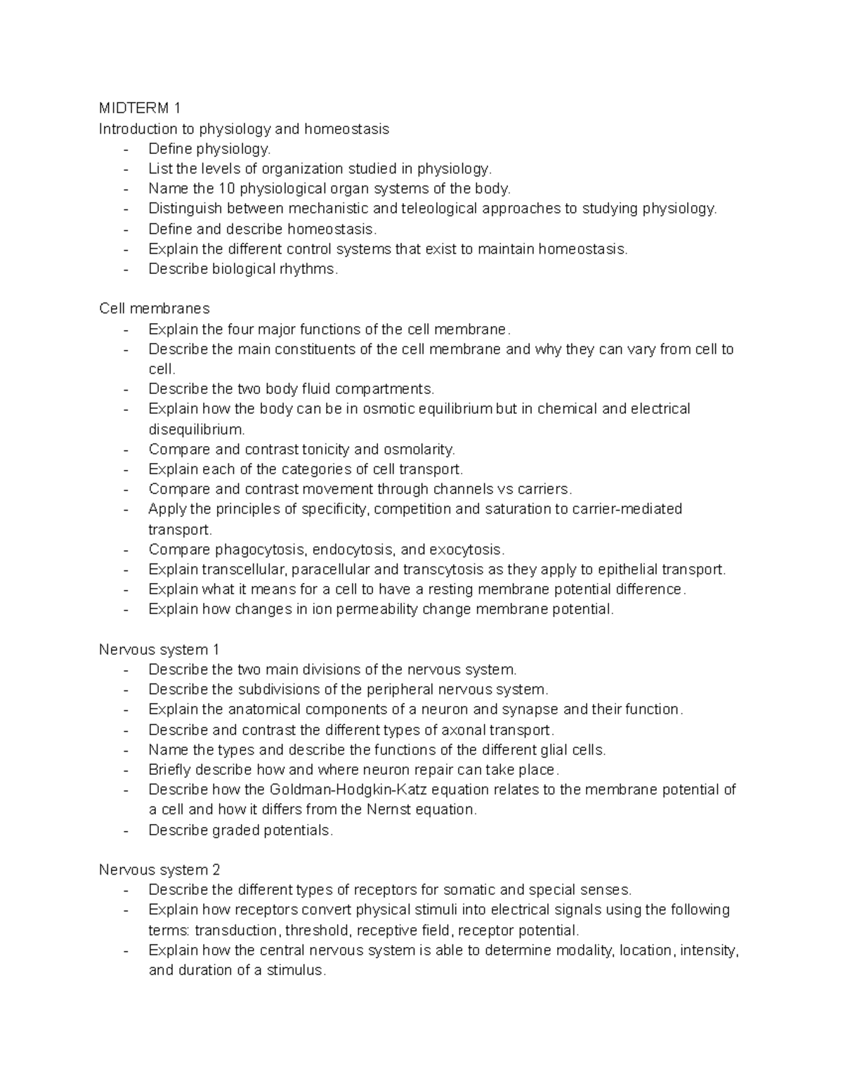 Learning Objectives BMSC 207 (Intro - Muscle 3) - MIDTERM 1 ...