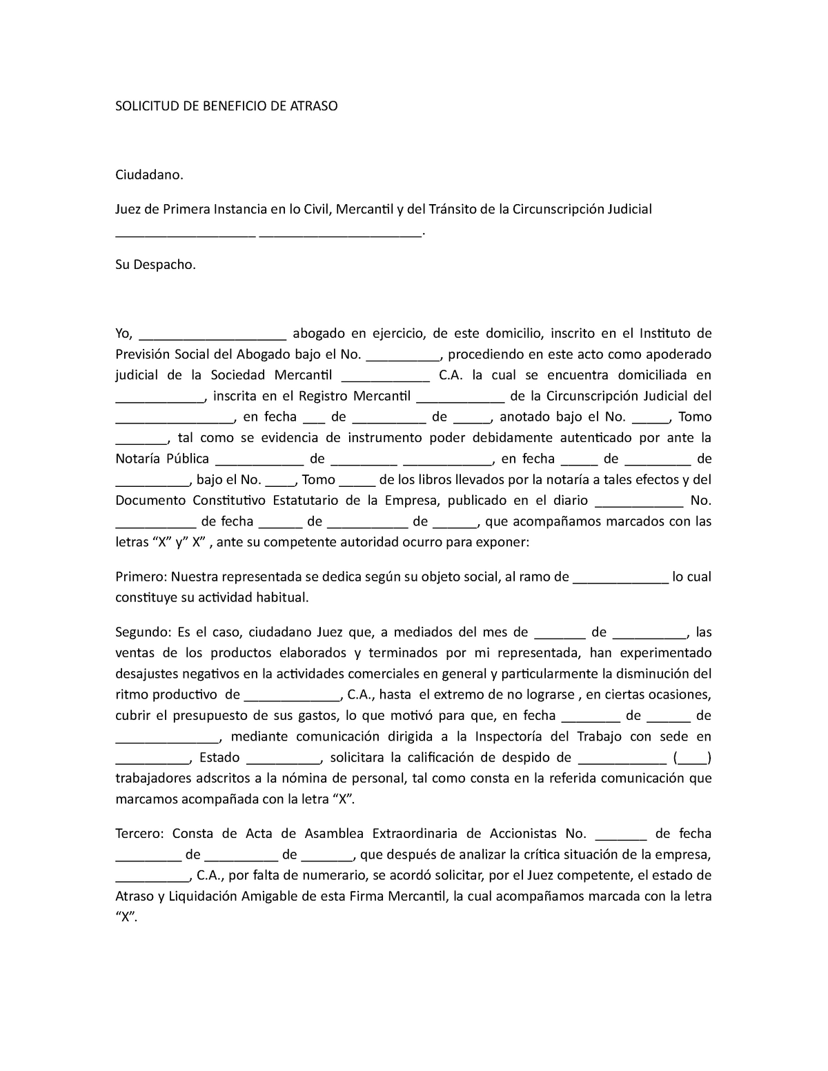 Modelo Solicitud De Beneficio De Atraso Solicitud De Beneficio De Atraso Ciudadano Juez De 0367