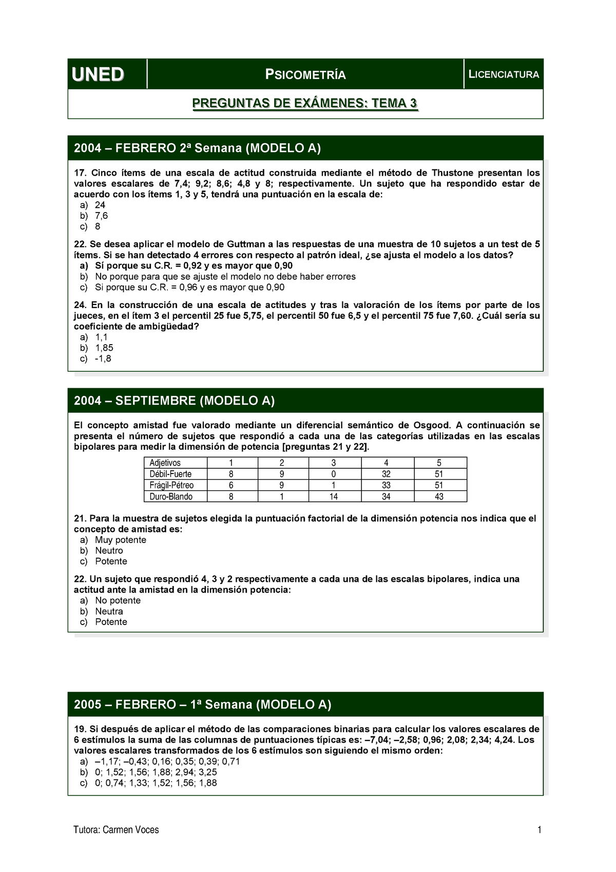 Psicometría Tema 3 Exámenes U U N N E E D D PsicometrÍa P P P R R R E E E G G G U U U N N N T 6727