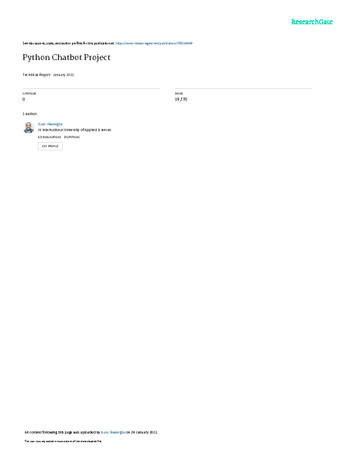 Python Chatbot Project - See discussions, stats, and author profiles ...