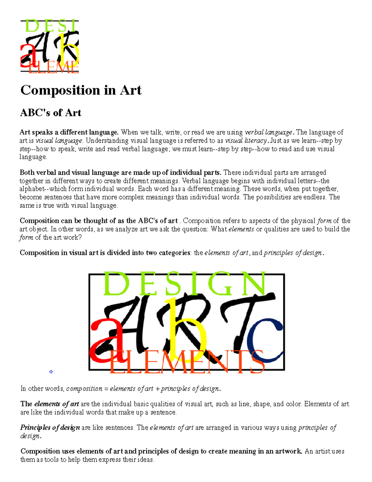 essay about elements of art