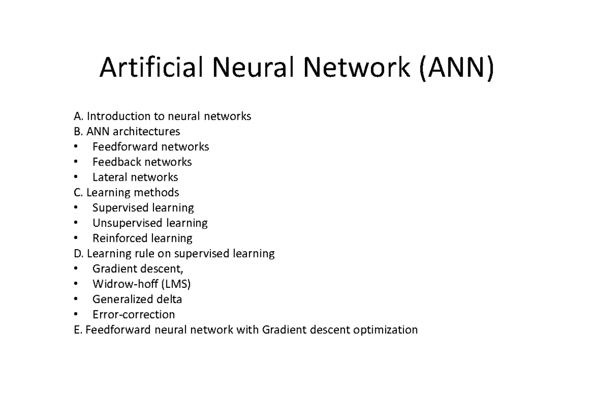 Lecture-2 - Notes - Artificial Neural Network (ANN) A. Introduction To ...