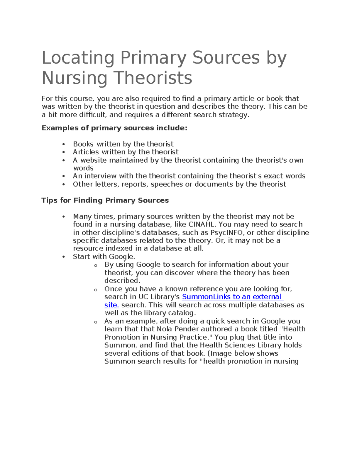 Finding Primary Sources - Locating Primary Sources By Nursing Theorists ...