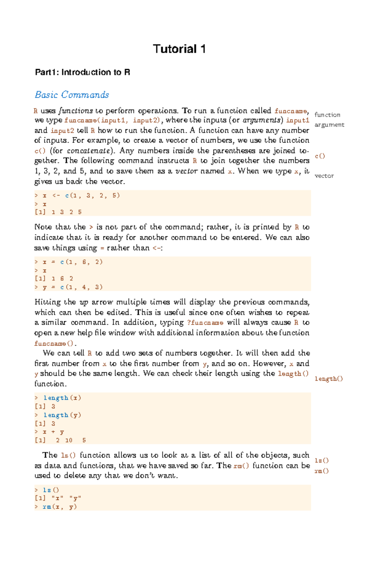Tutorial 1 17c4ad9480f4383f7877cf74b5d89b0b - Basic Commands R uses ...