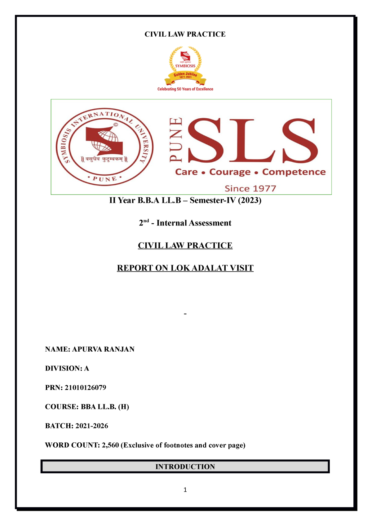 Civil Law Practice - II Year B.B LL – Semester-IV (2023) 2 Nd ...