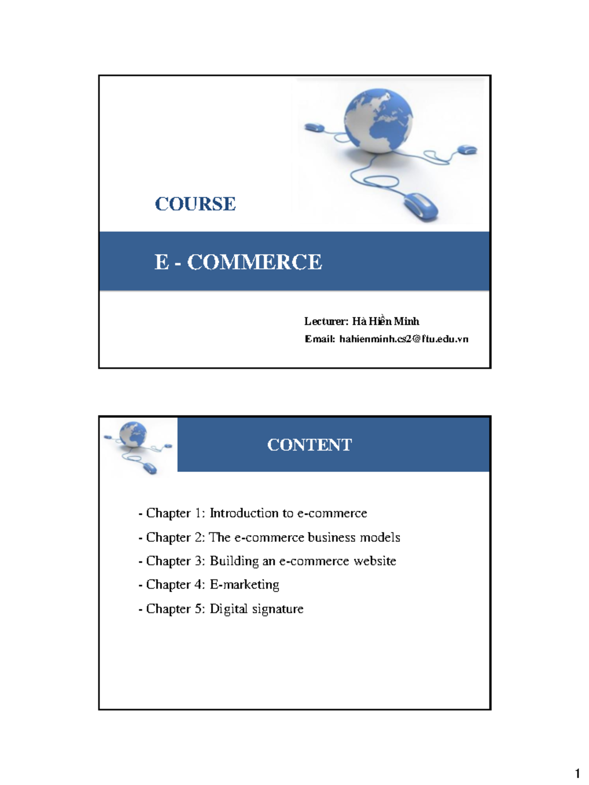 Chapter 1 Introduction To E Commerce E Commerce Course Lecturer Chapter 1 Introduction To E Commerce E Commerce Course Lecturer