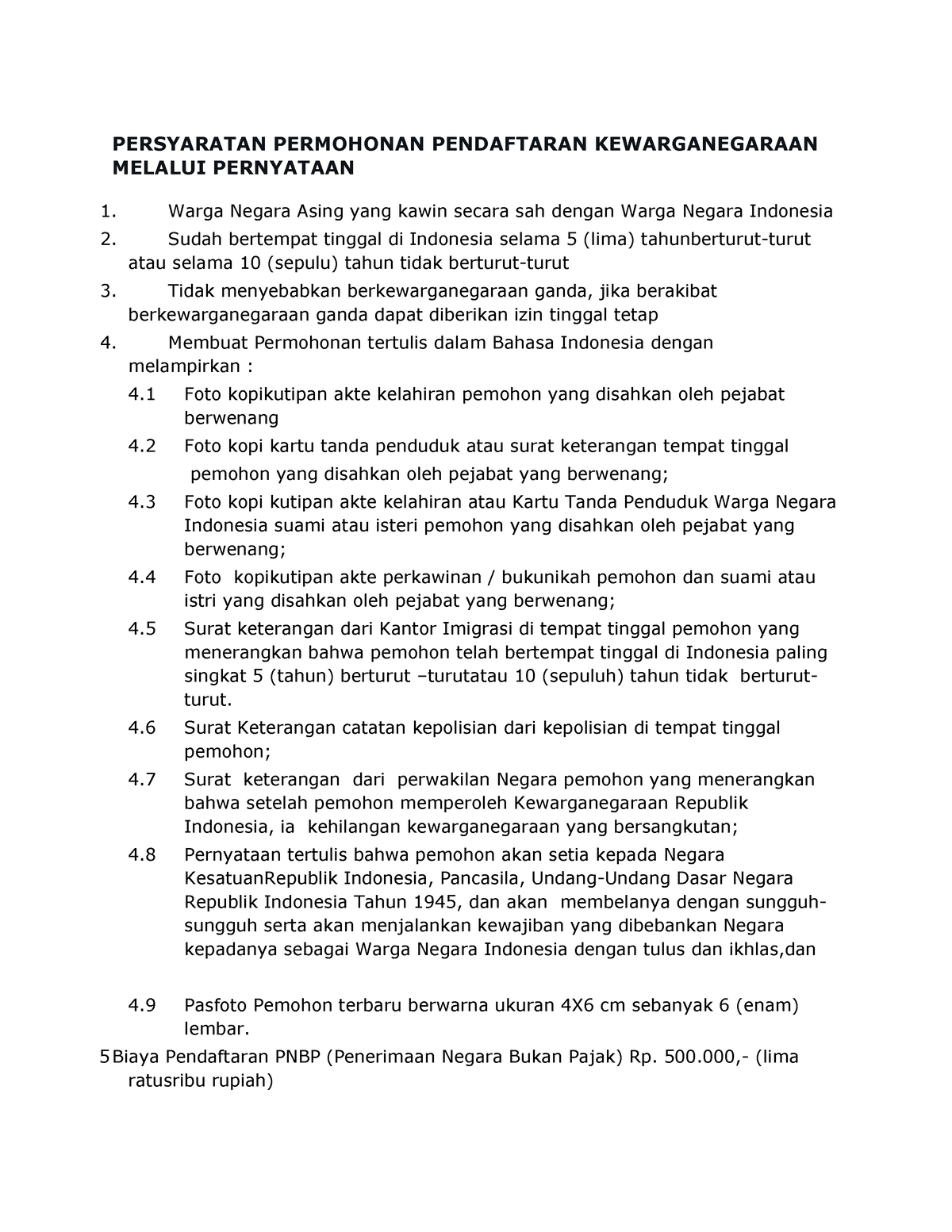 004. Persyaratan Minta WNI - PERSYARATAN PERMOHONAN PENDAFTARAN ...