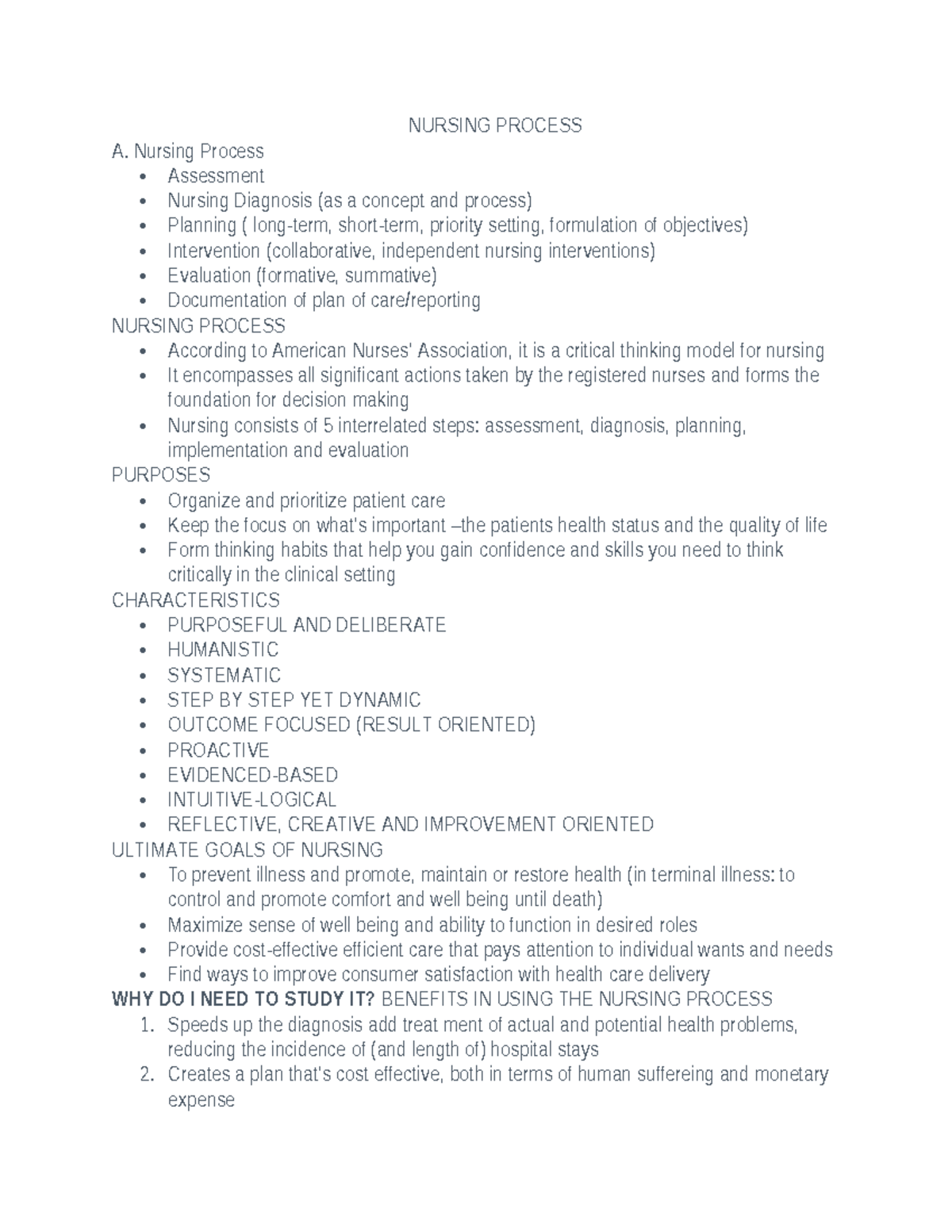 2 Nursing Process - NURSING PROCESS A. Nursing Process Assessment ...
