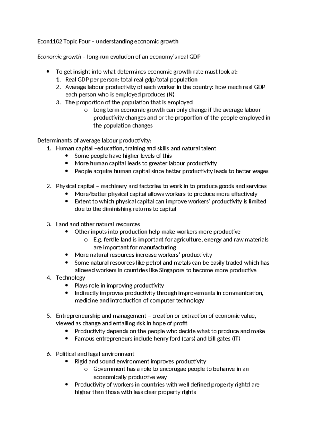 Lecture notes 4 - n/a - Econ1102 Topic Four – understanding economic ...